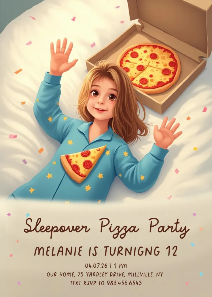 Pizza dreams - birthday invitation